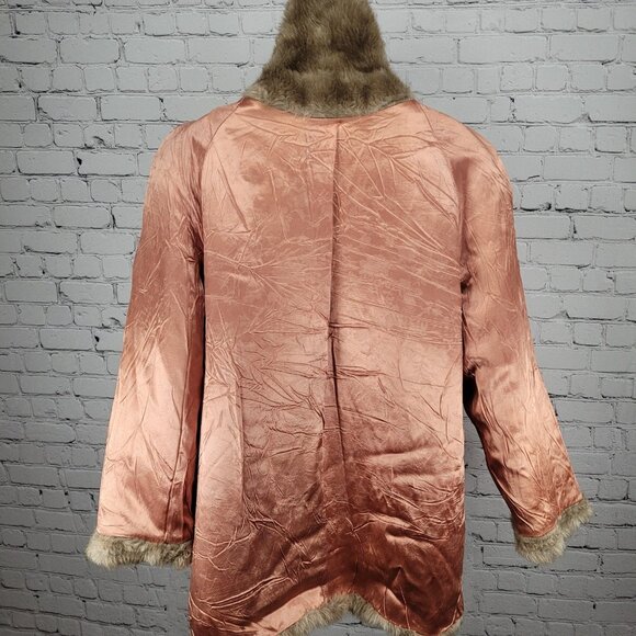 VTG Style VI Ltd Brown Faux Fur Hook & Loop Pockets Collared Lined Coat USA 18 - Picture 7 of 16